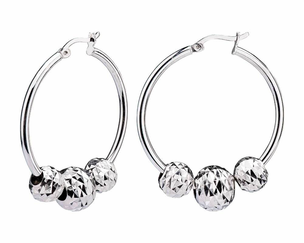 NEW GOLD & HONEY women's diamond cut beads high polish click top hoops earrings